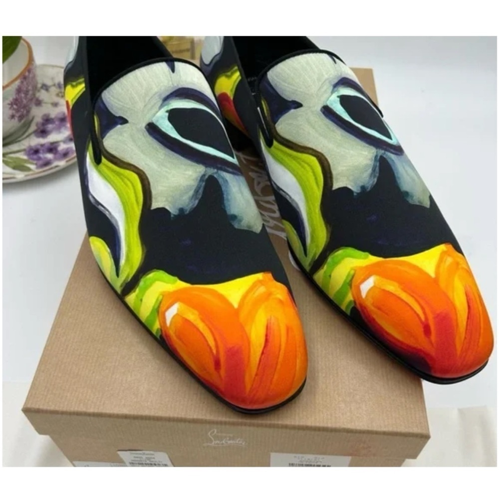 Christian Louboutin, dandy, chick floral satin loafers size 45 made Italy - Picture 8 of 8